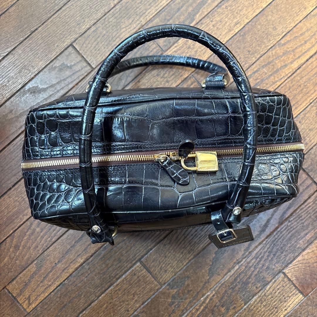 J&M DAVIDSON　クロコ 型押しレザーボストン/VIVI