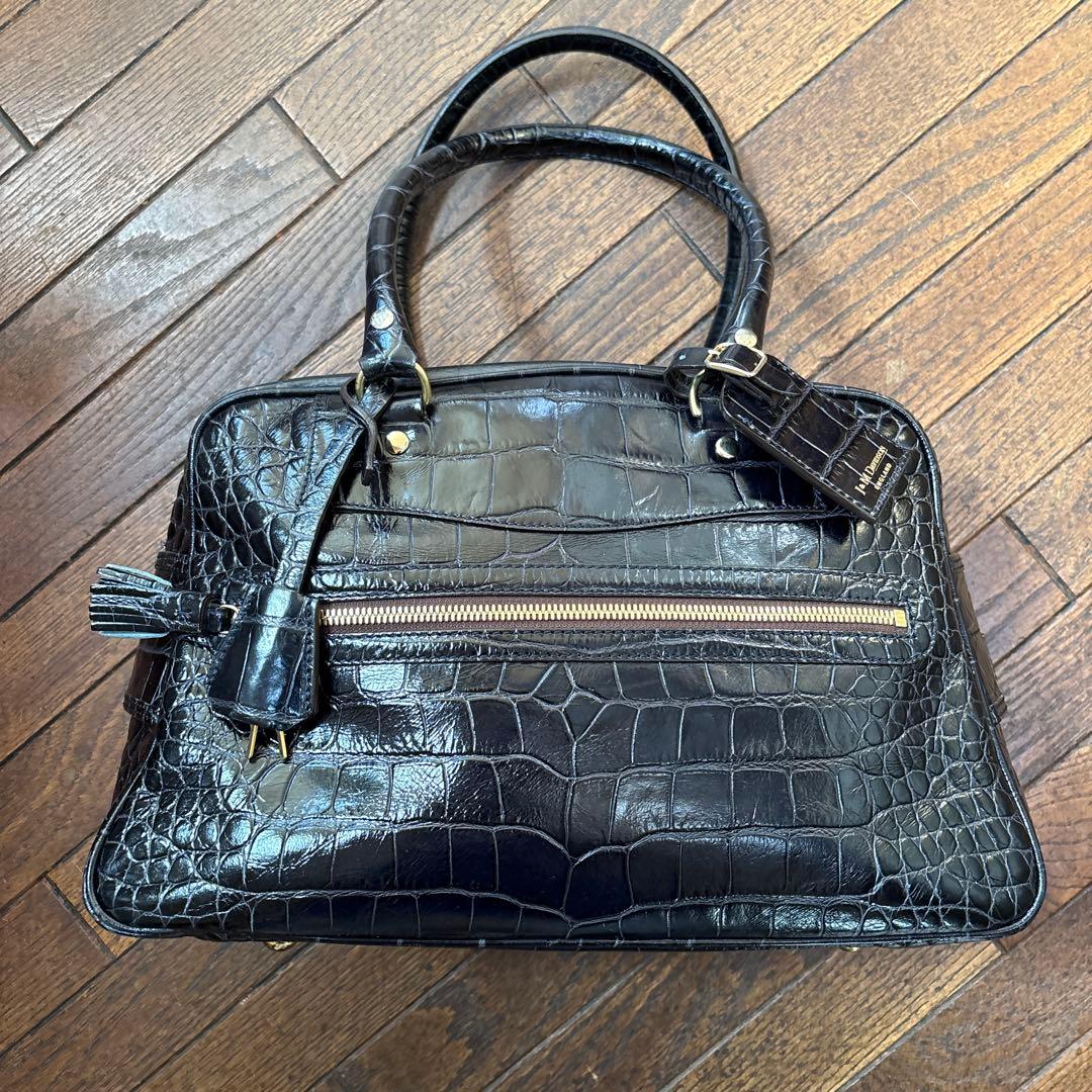 J&M DAVIDSON　クロコ 型押しレザーボストン/VIVI