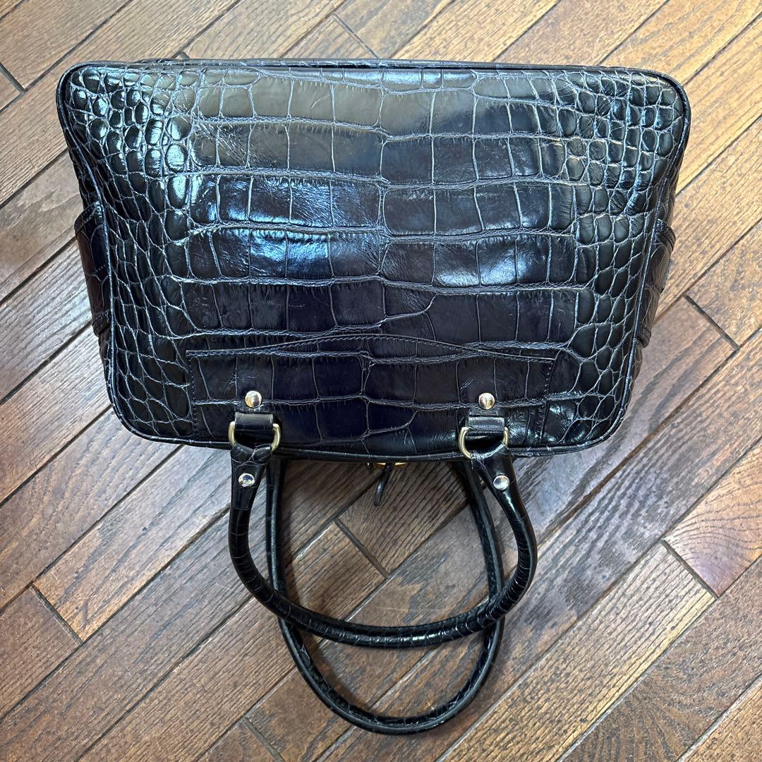 J&M DAVIDSON　クロコ 型押しレザーボストン/VIVI