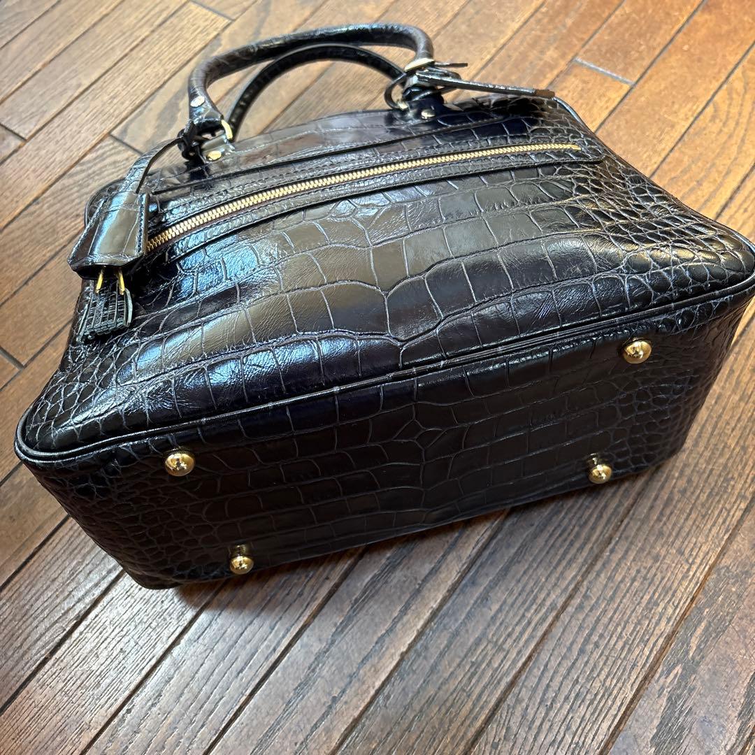 J&M DAVIDSON　クロコ 型押しレザーボストン/VIVI