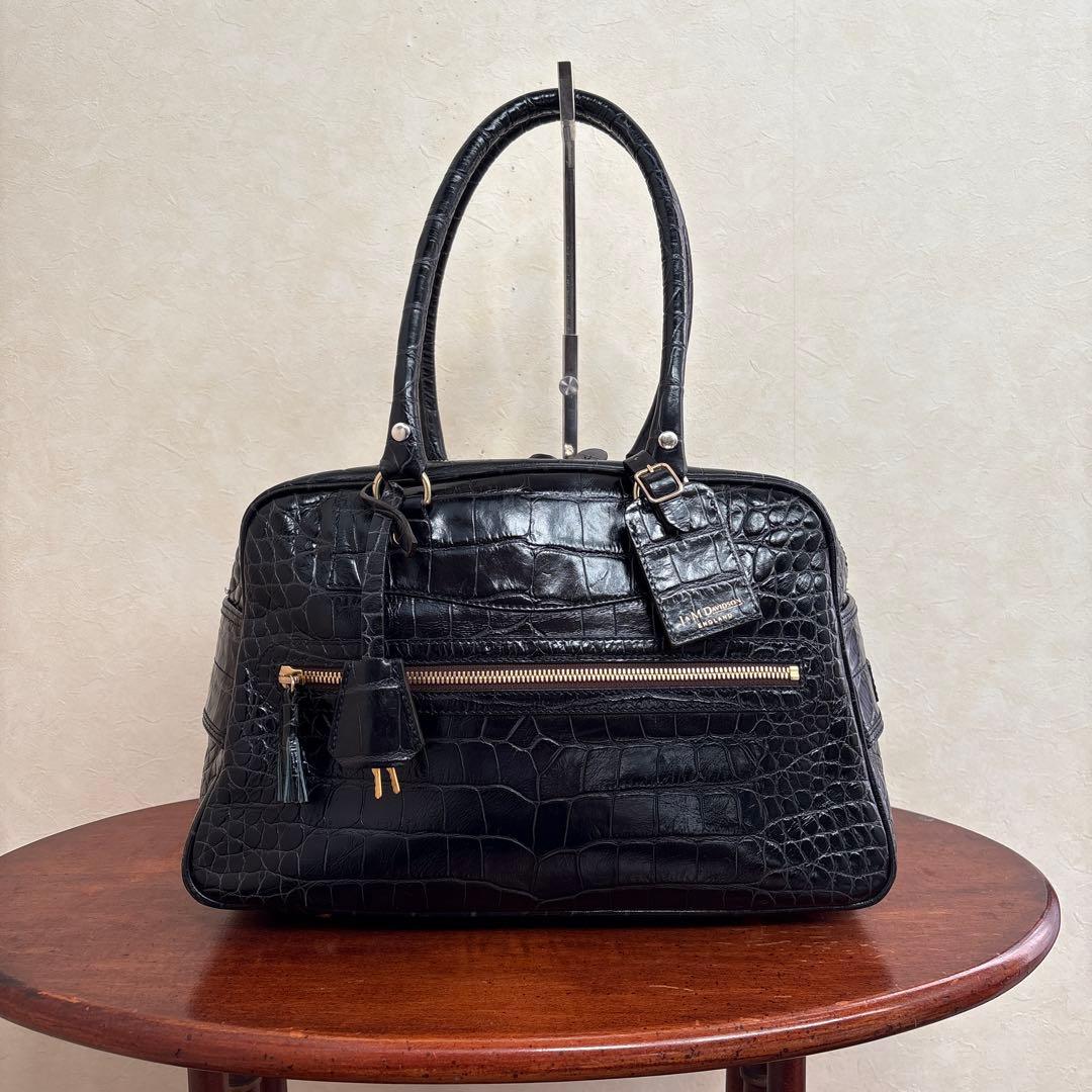 J&M DAVIDSON　クロコ 型押しレザーボストン/VIVI