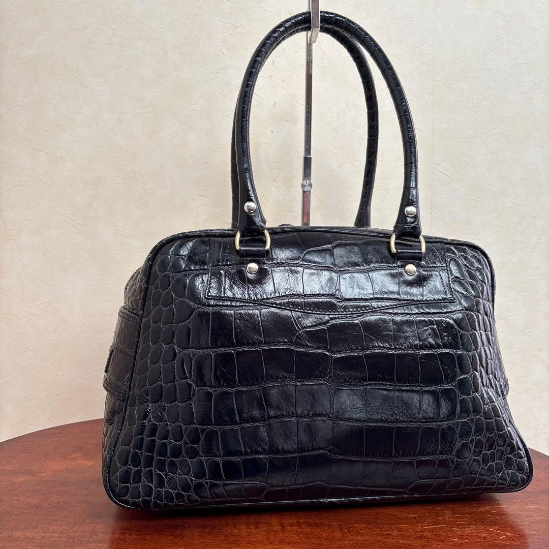 J&M DAVIDSON　クロコ 型押しレザーボストン/VIVI