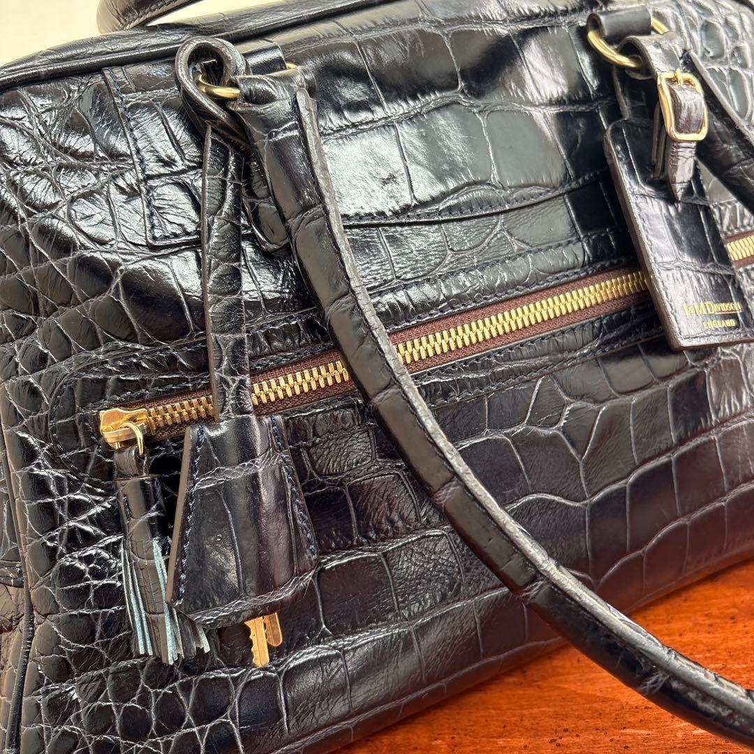 J&M DAVIDSON　クロコ 型押しレザーボストン/VIVI