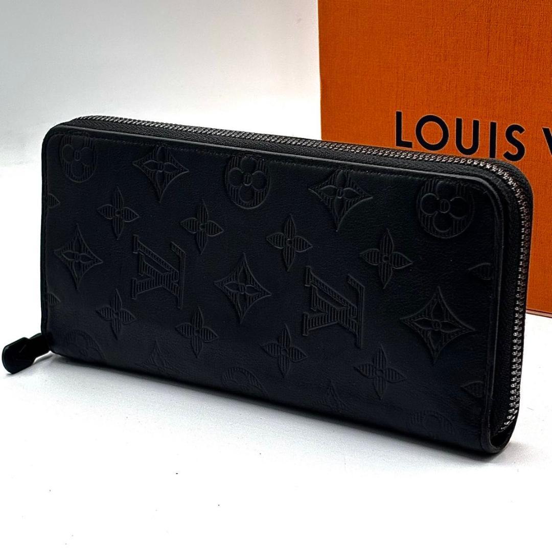 極美品 ルイヴィトン シャドウ ジッピーウォレット ヴェルティカル 長財布 黒