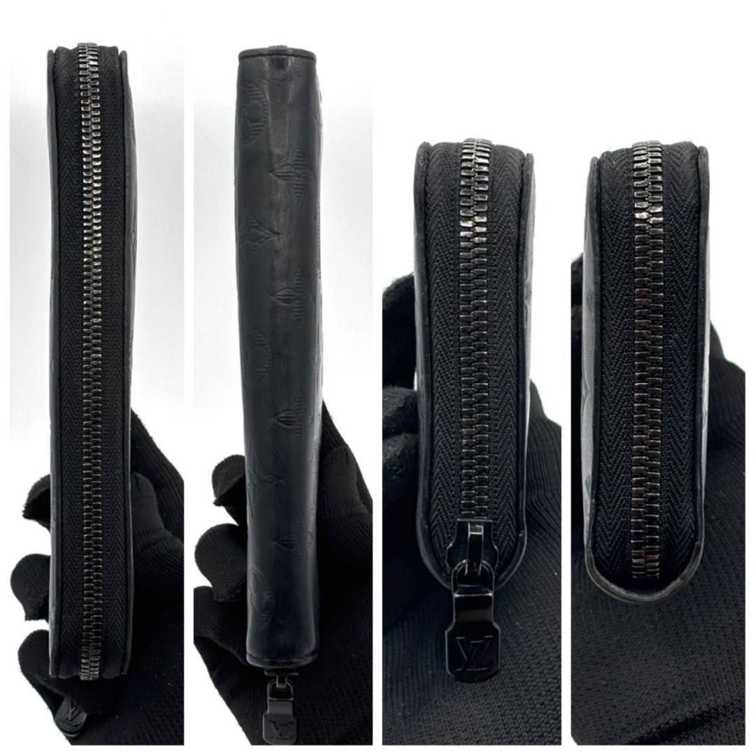 極美品 ルイヴィトン シャドウ ジッピーウォレット ヴェルティカル 長財布 黒