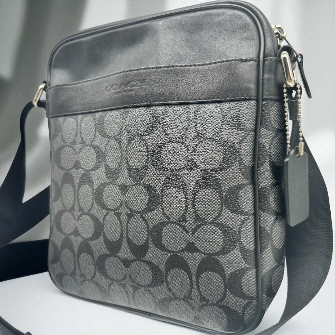 【美品】COACH コーチ シグネチャー フライトバッグ クロスボディ 斜め掛け