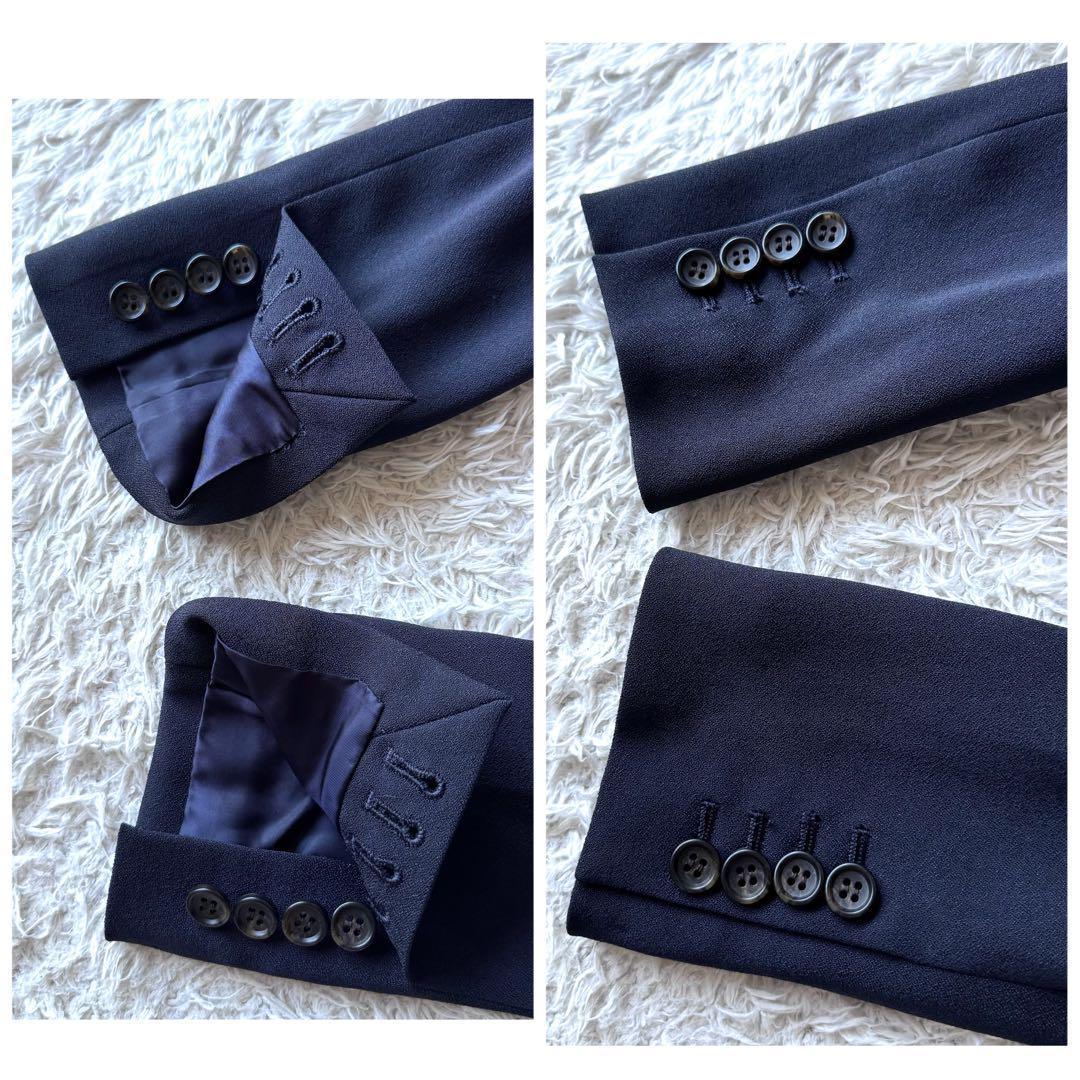 極美品　ICB ノーカラー　ダブル　ビジネス　スーツ　セットアップ　ブルー　M