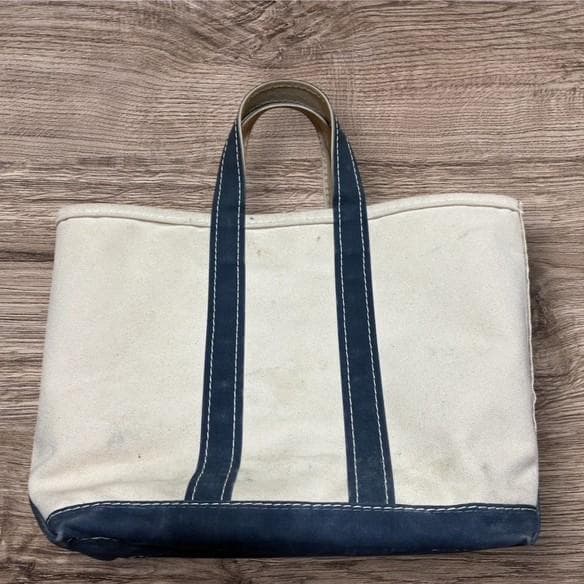 80s 2色ギザタグ エルエルビーン トートバッグ LLBEAN 紺　M 古着