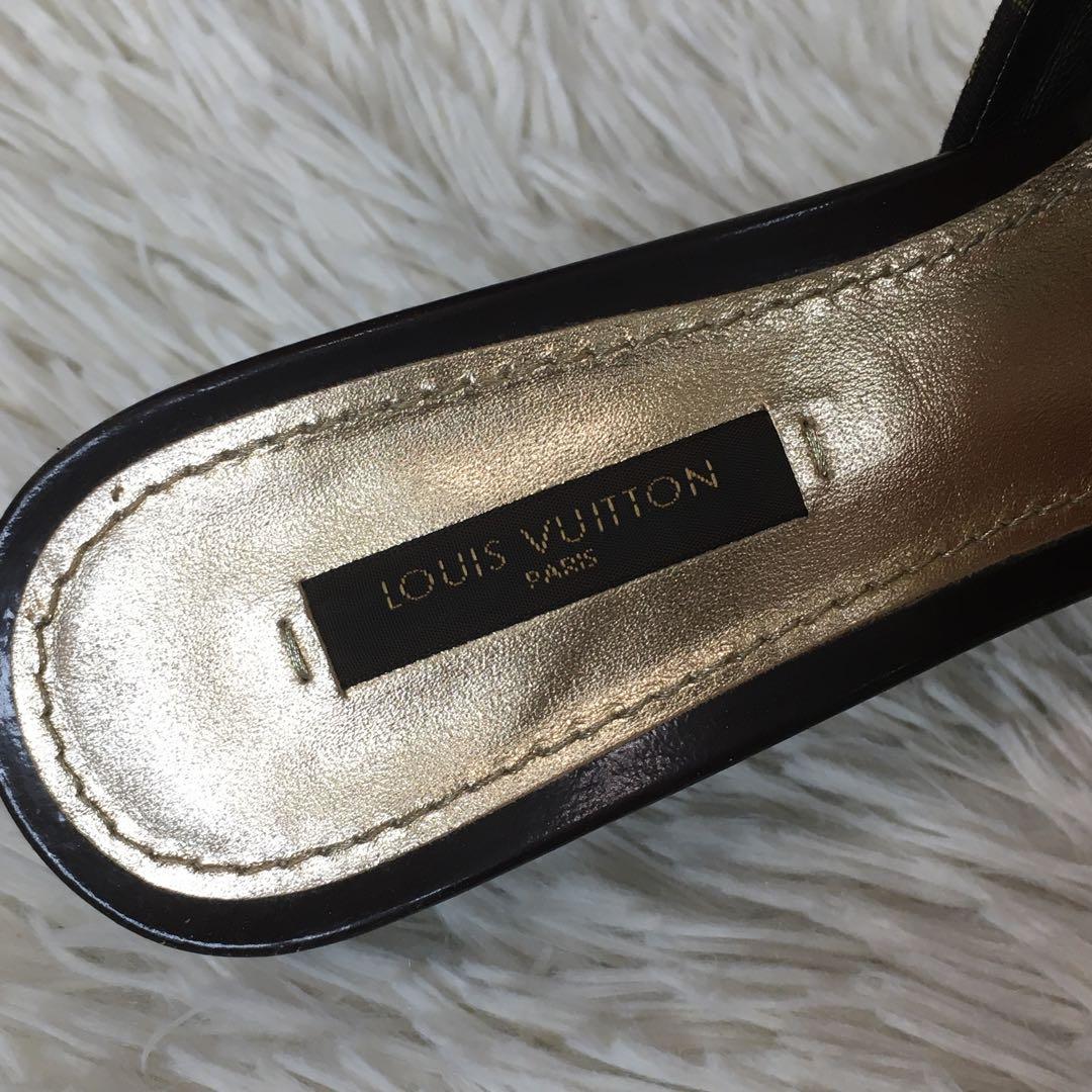 【極美品】ヴィトン ミュール ヒールモノグラム オープントゥ ゴールド金具