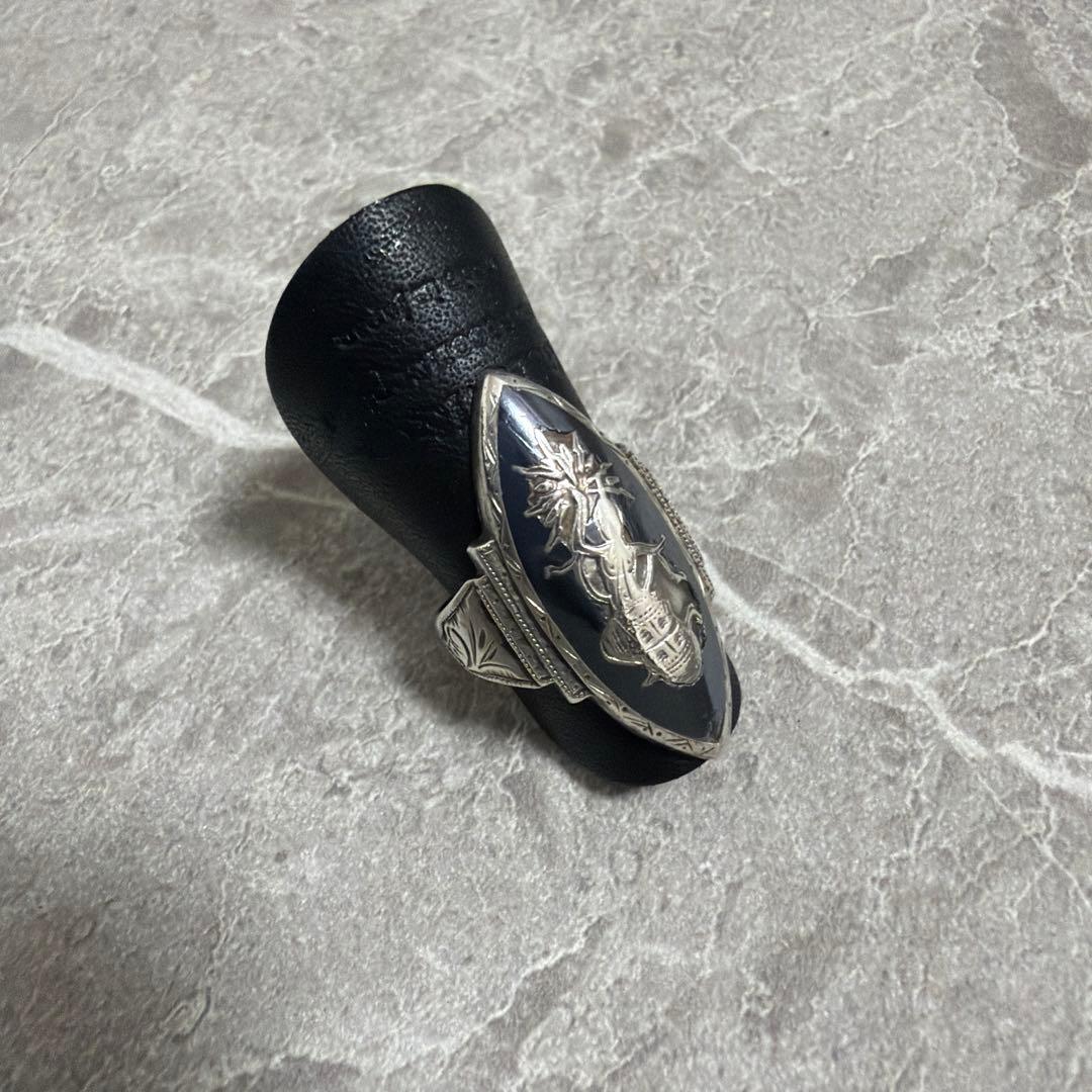 【希少】ヴィンテージ シルバーリング ニエロ 12号 レア 彫金