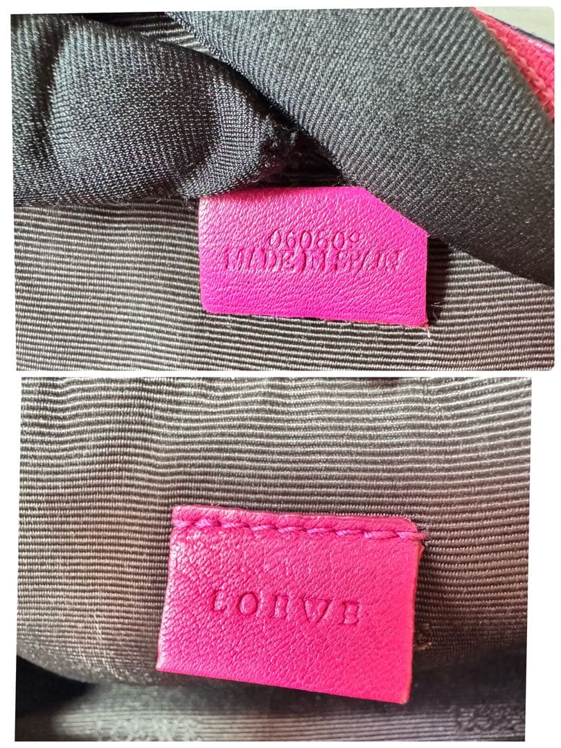 ロエベ loewe アナグラム　ロゴ　ポーチ　チェーン　ショルダー　レザー　黒