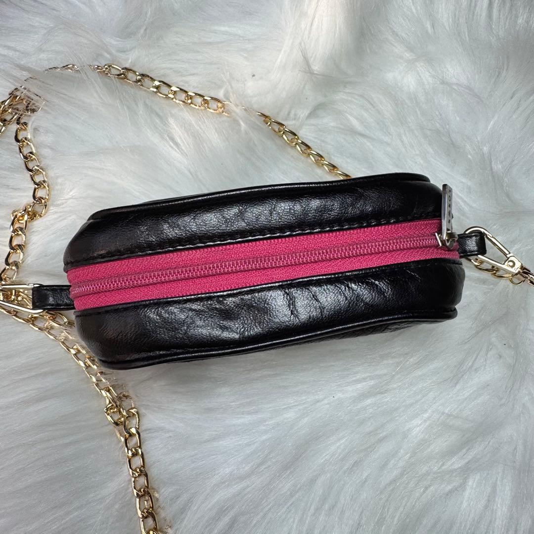 ロエベ loewe アナグラム　ロゴ　ポーチ　チェーン　ショルダー　レザー　黒