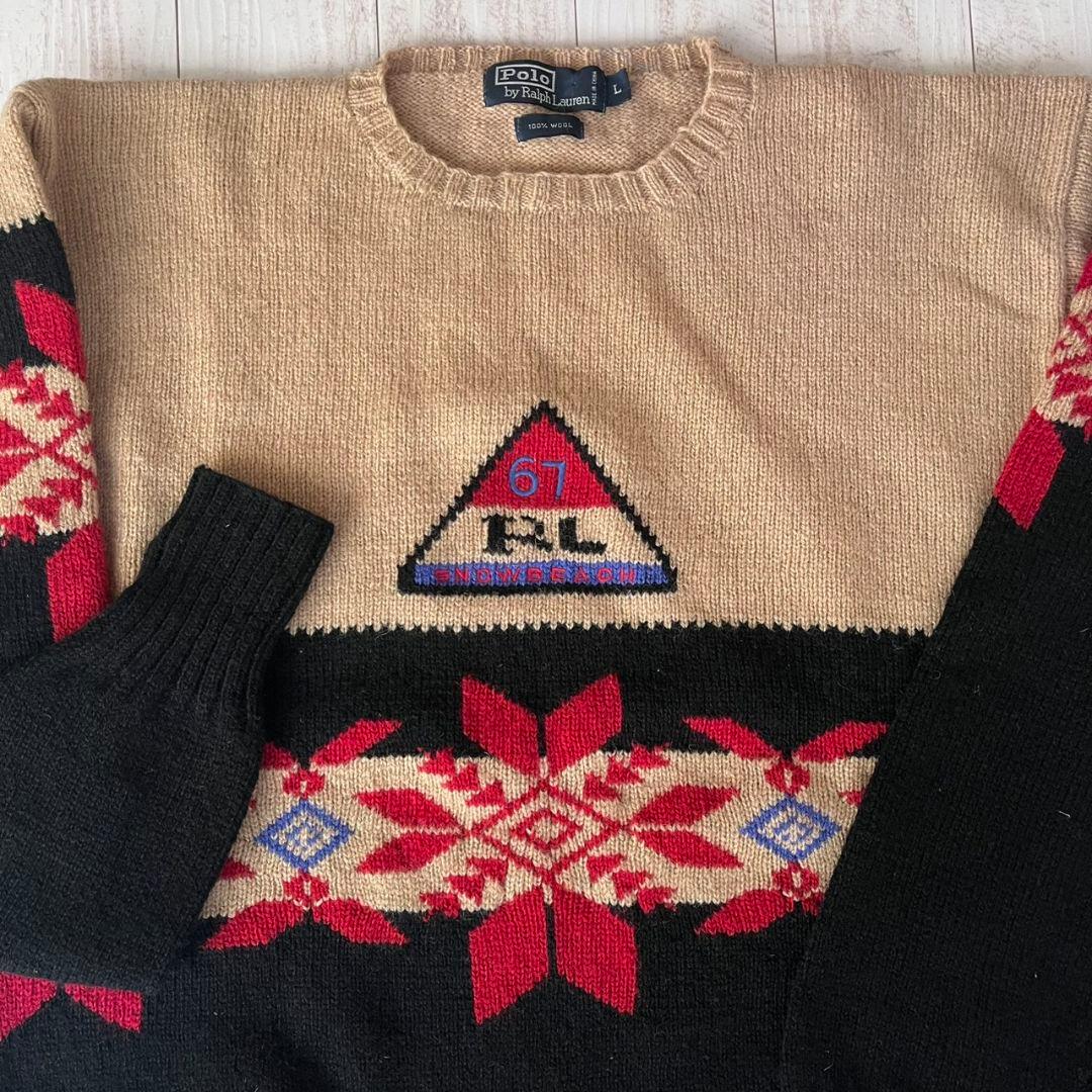 90s ヴィンテージ　ポロラルフローレン　ノルディック　ニット　セーター　古着