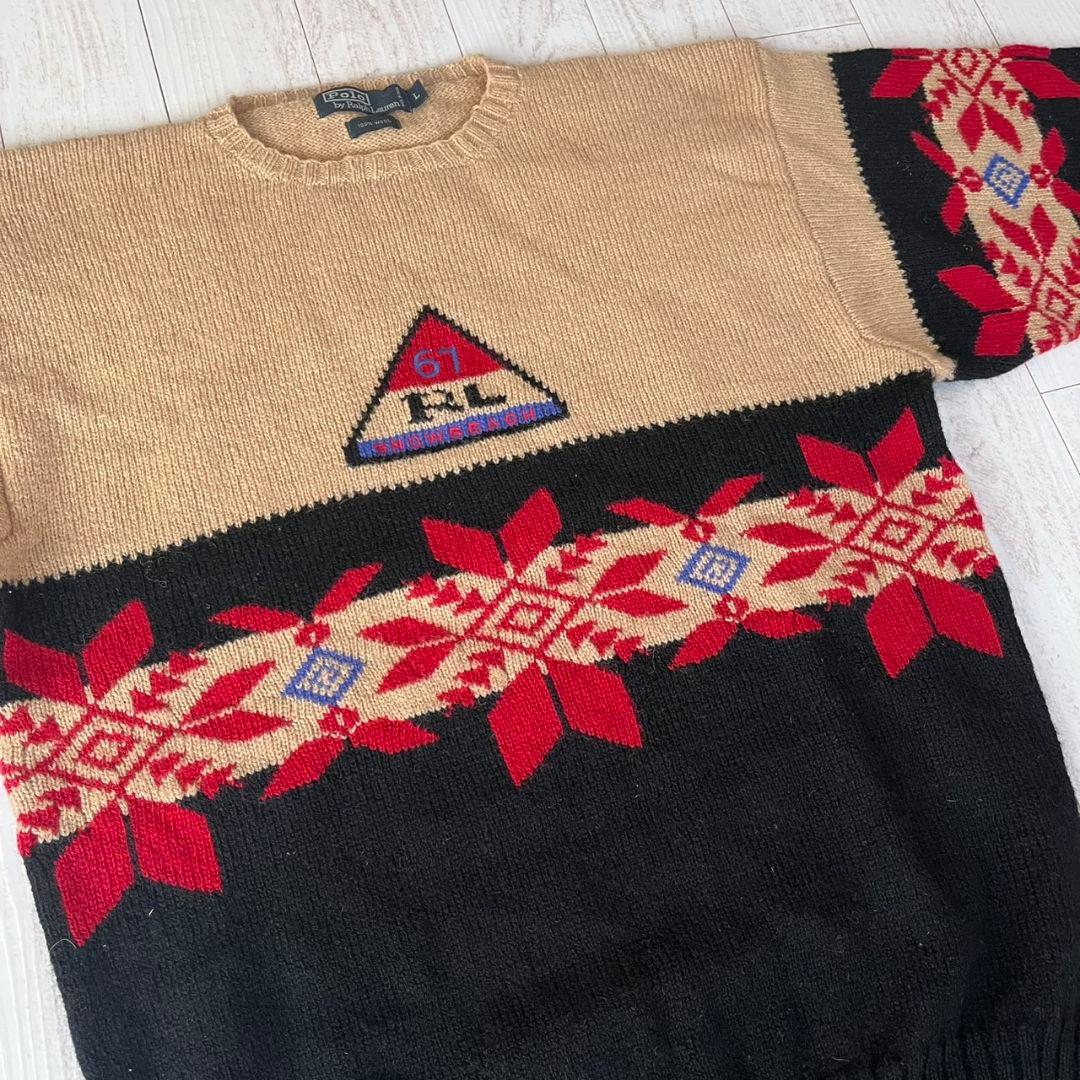 90s ヴィンテージ　ポロラルフローレン　ノルディック　ニット　セーター　古着