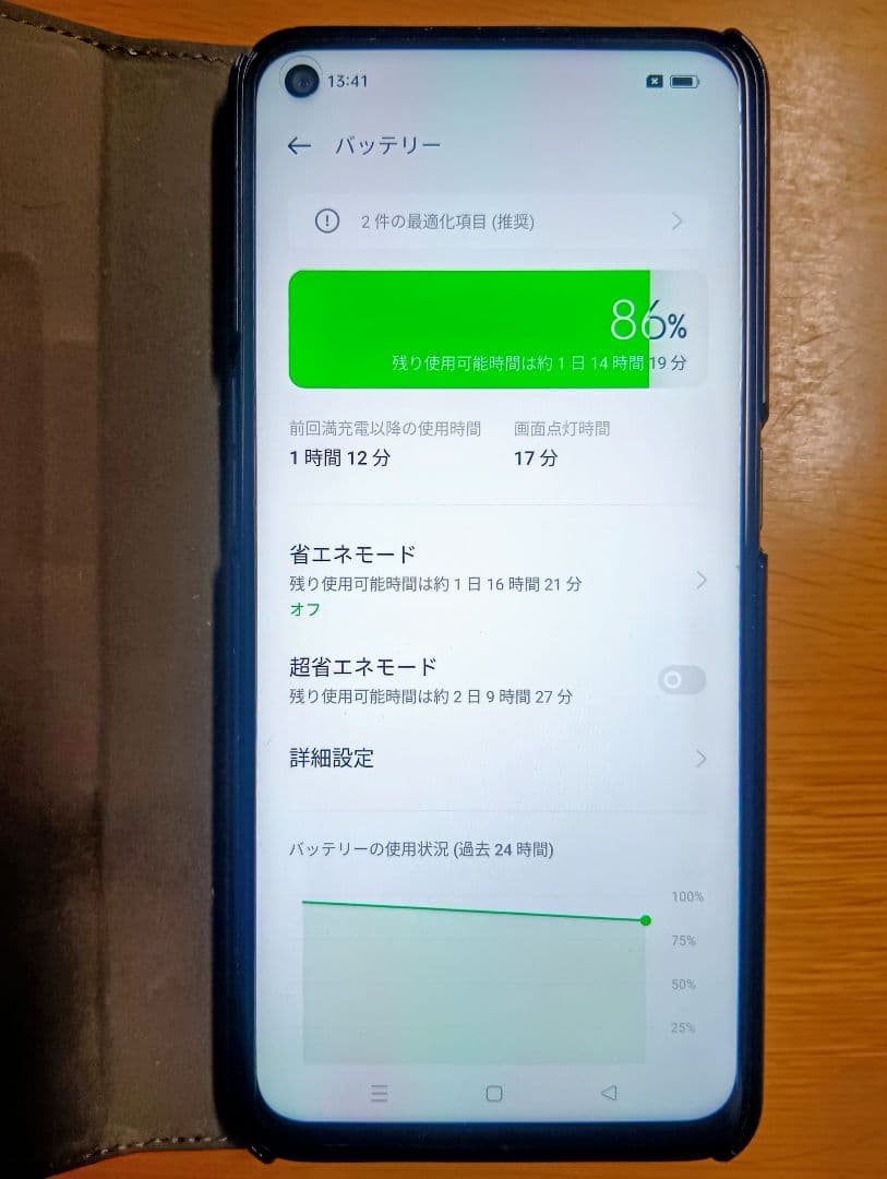 【高齢者ワンオーナー美品】OPPO A55 5G スマホ本体 本革レザーカバー付