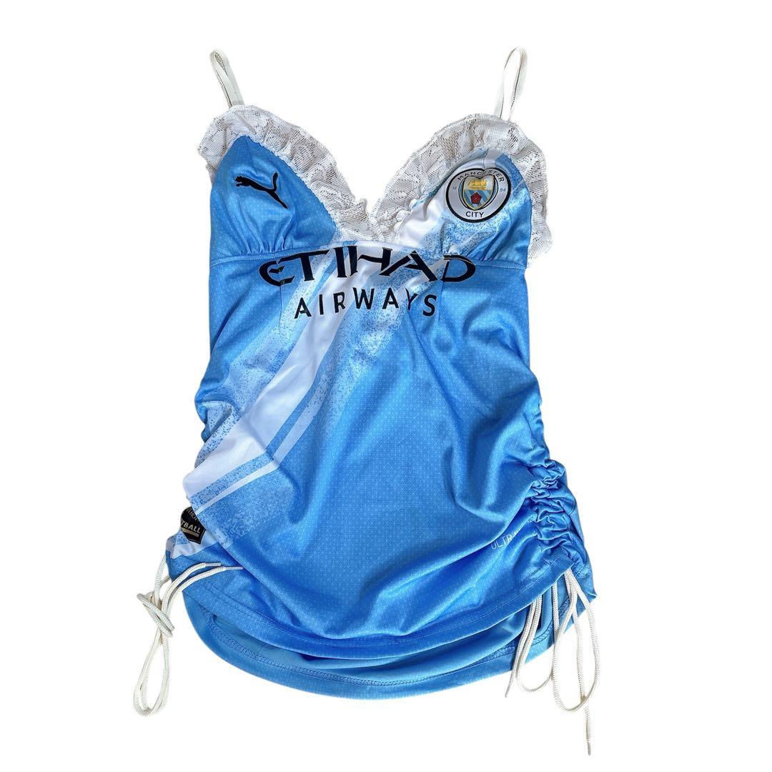 y2k 平成ギャル リメイク古着 キャミワンピ サッカーユニフォーム レース