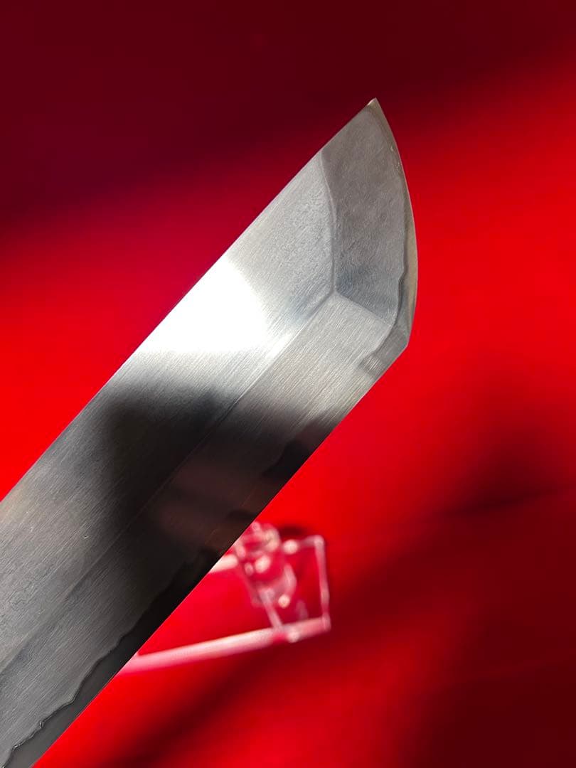 01566 包丁　保勝　ハモ切　片刃　津軽打刃物　墨流し　地肌綺麗　箱付　未使用