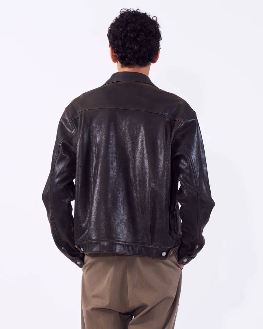 ジャケット・アウター YOKE 26SS Cracked Leather Trucker Jacket