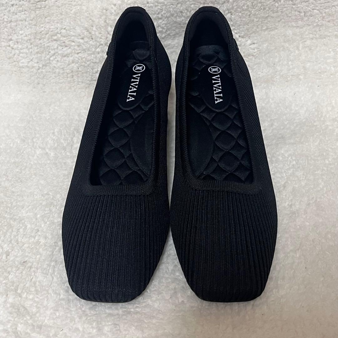 【VIVAIA】パンプス ブラック スクエアトゥ チャンキーヒール