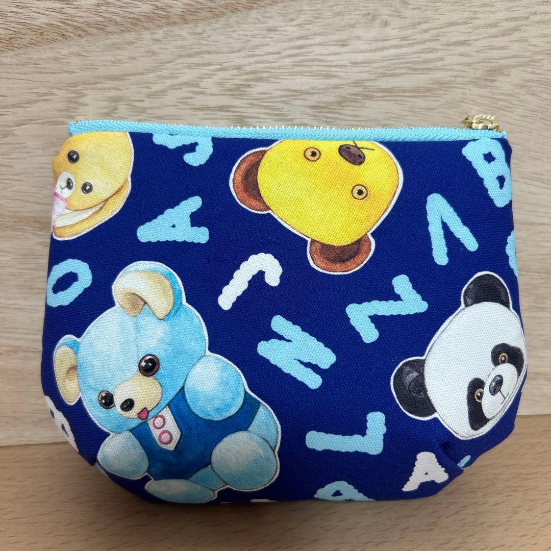 ころりんポーチ　コヤンイサムチョン廃盤生地☆うさぎルミ＆薔薇の帽子ルミ☆青