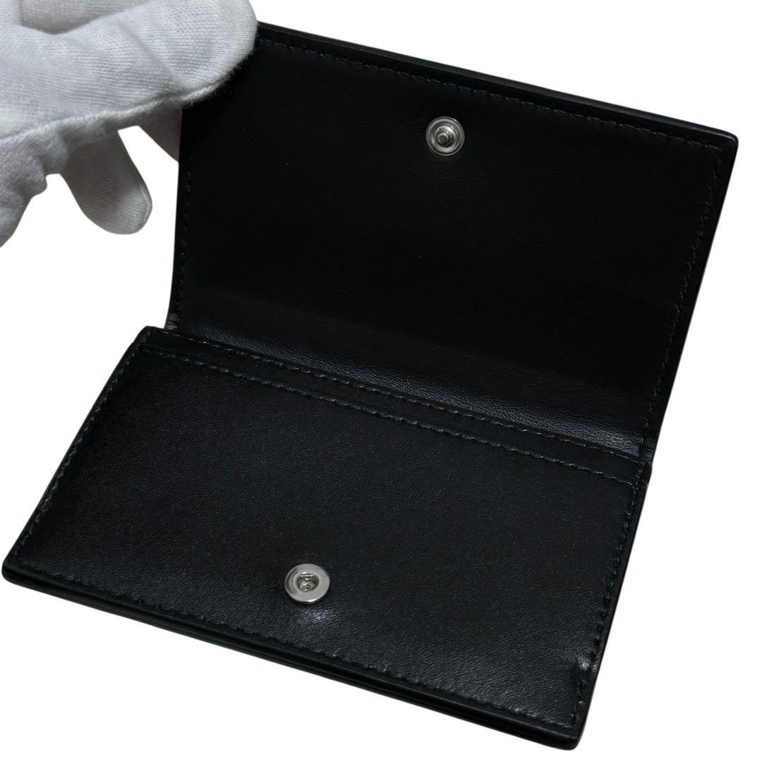 ボッテガヴェネタ 現行 カセット マキシイントレチャート 名刺入れ レザー 黒