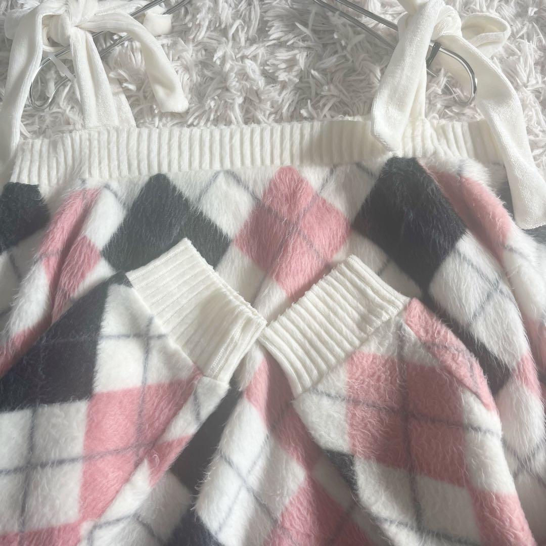 LIZLISA リズリサ オフショルダー アーガイル柄 ニット