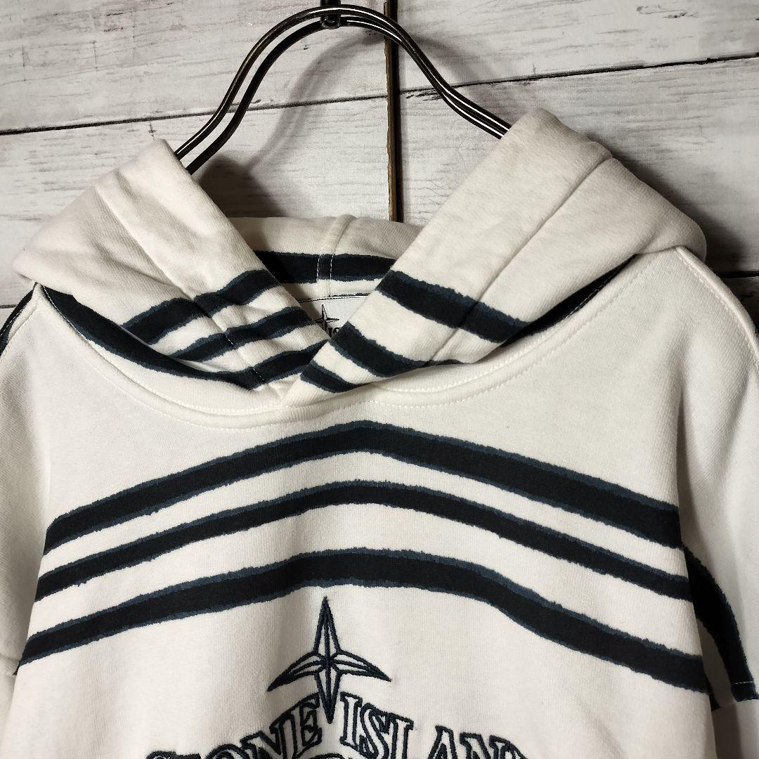 シュプリーム ストーンアイランド フーディパーカー スウェット 刺繍ロゴ コラボ