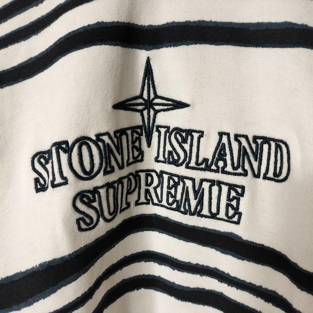 シュプリーム ストーンアイランド フーディパーカー スウェット 刺繍ロゴ コラボ
