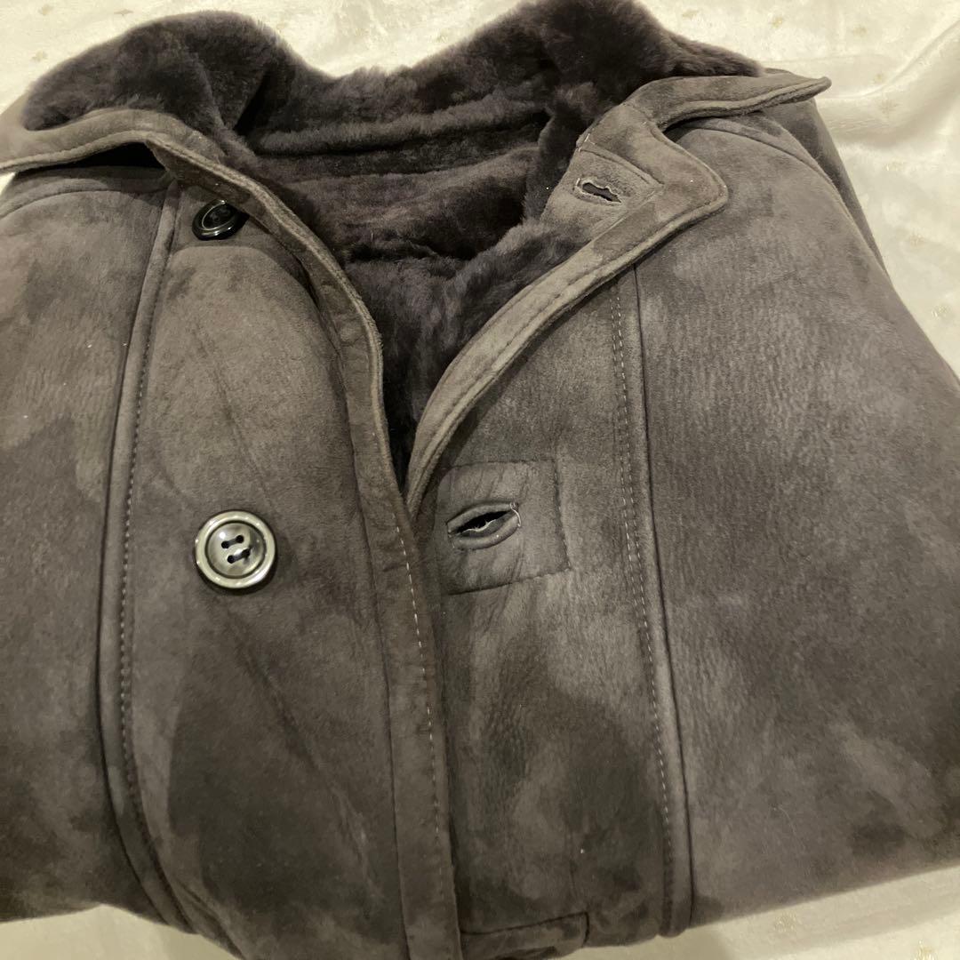 Simon 本革 シングル　ムートンコート　グレー系　ユニセックス　40
