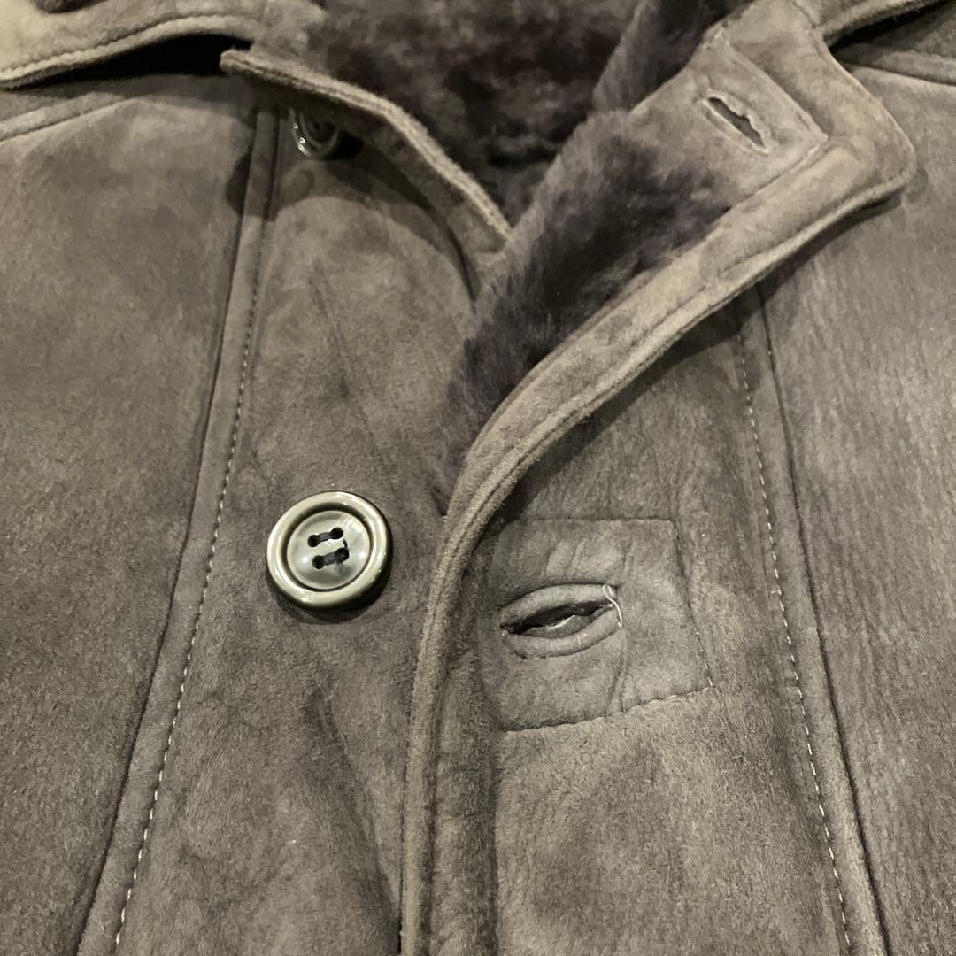 Simon 本革 シングル　ムートンコート　グレー系　ユニセックス　40