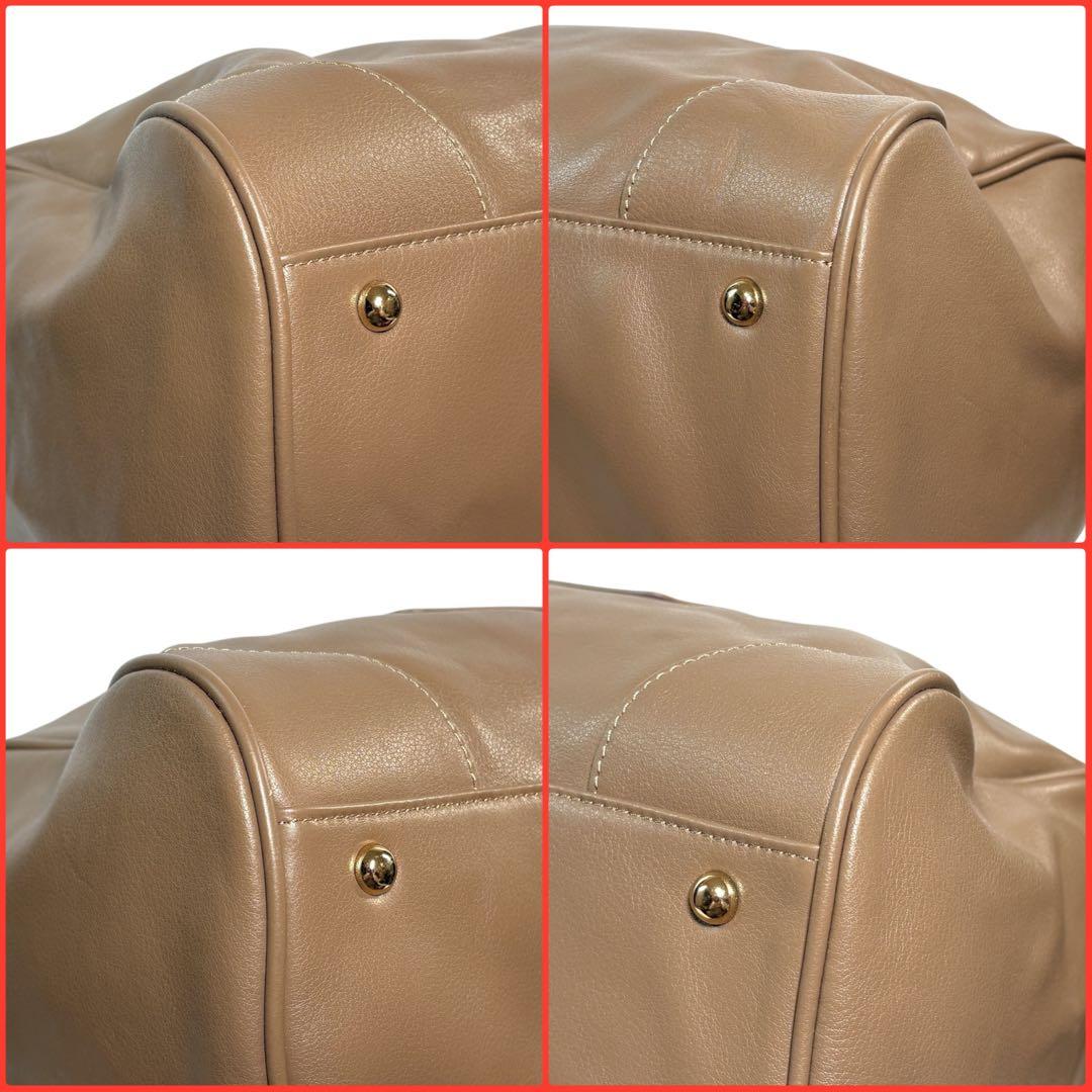 美品 PAPILLONNER ボストンバッグ 肩掛け ハンドバッグ レザー 本革