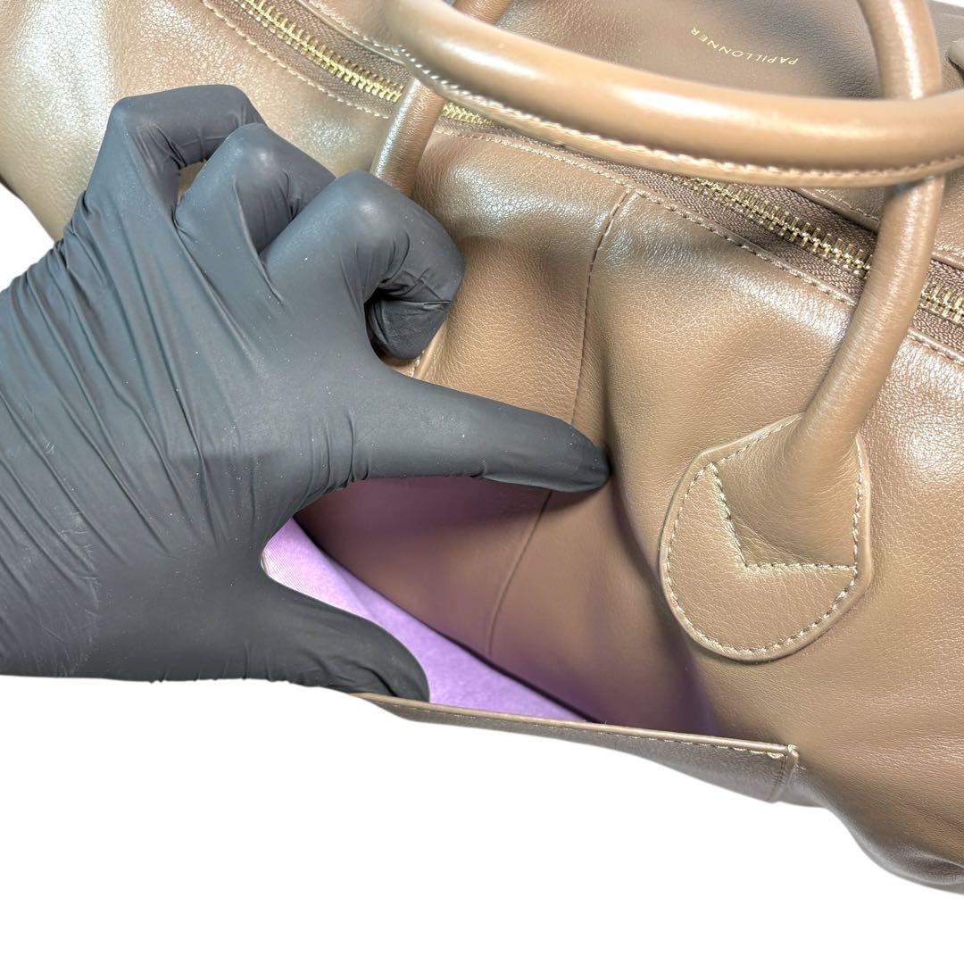 美品 PAPILLONNER ボストンバッグ 肩掛け ハンドバッグ レザー 本革