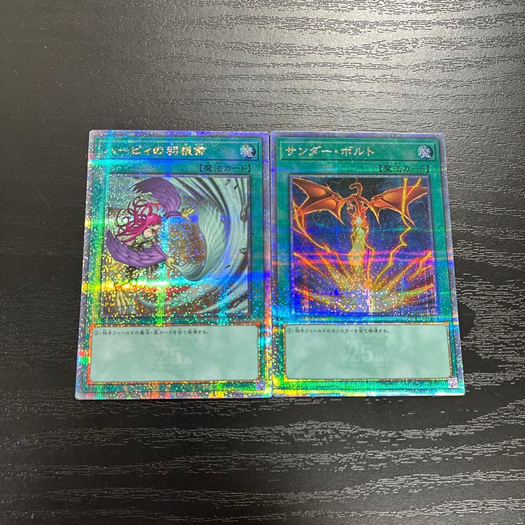 遊戯王　サンダーボルト、ハーピィの羽根箒　25thシークレットレア2枚セット