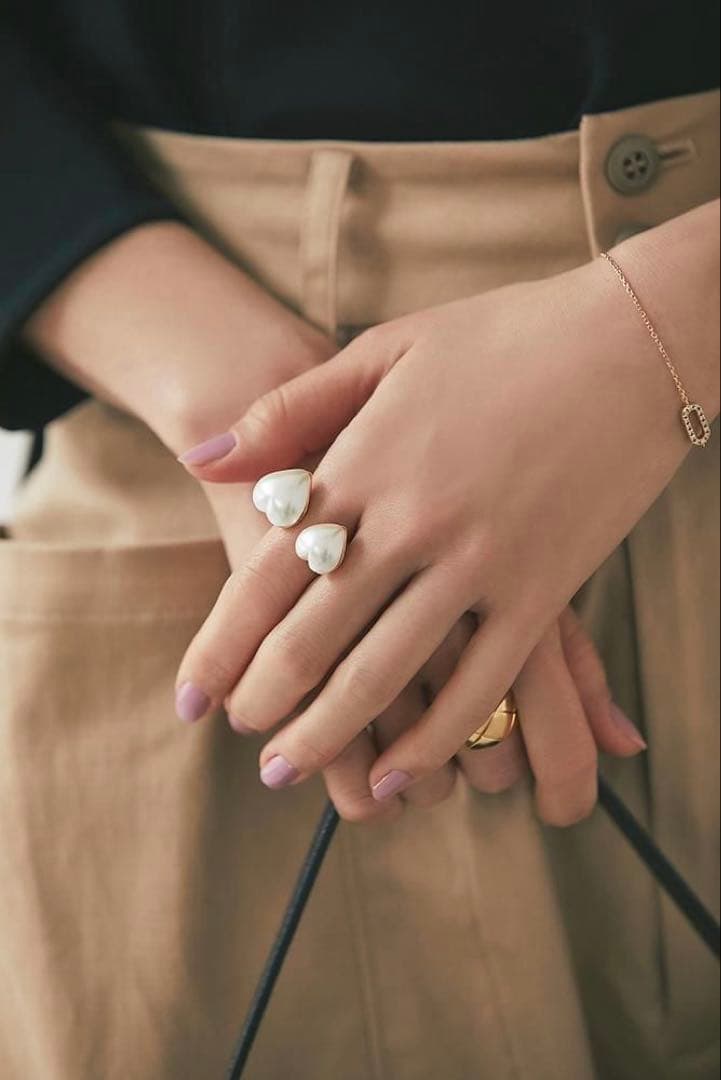 【完売品】Seven ten ハートツインリング パール 11号サイズ