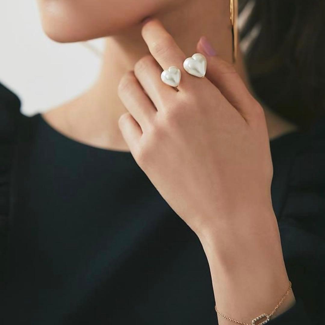 【完売品】Seven ten ハートツインリング パール 11号サイズ