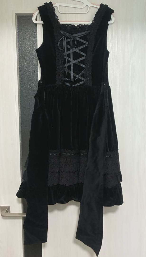 Baby 別珍レースフリルジャンパースカート 黒