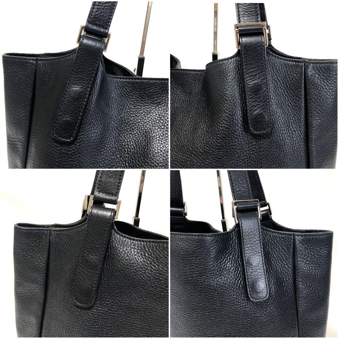 【極美品】HIROFU ヒロフ Hロゴ ショルダートート シボ革 黒