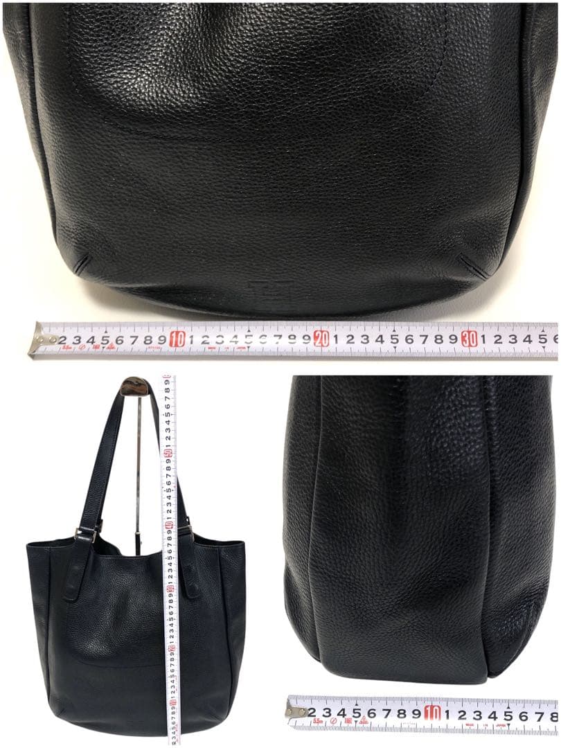【極美品】HIROFU ヒロフ Hロゴ ショルダートート シボ革 黒