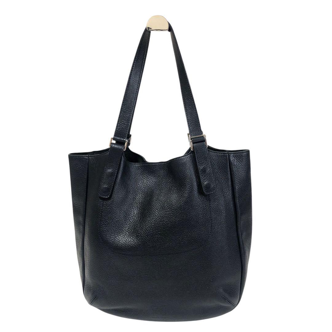 【極美品】HIROFU ヒロフ Hロゴ ショルダートート シボ革 黒