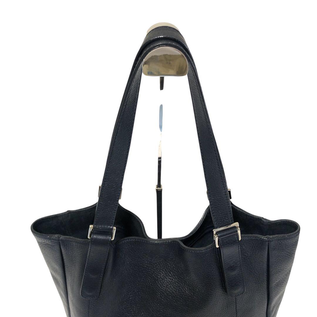 【極美品】HIROFU ヒロフ Hロゴ ショルダートート シボ革 黒