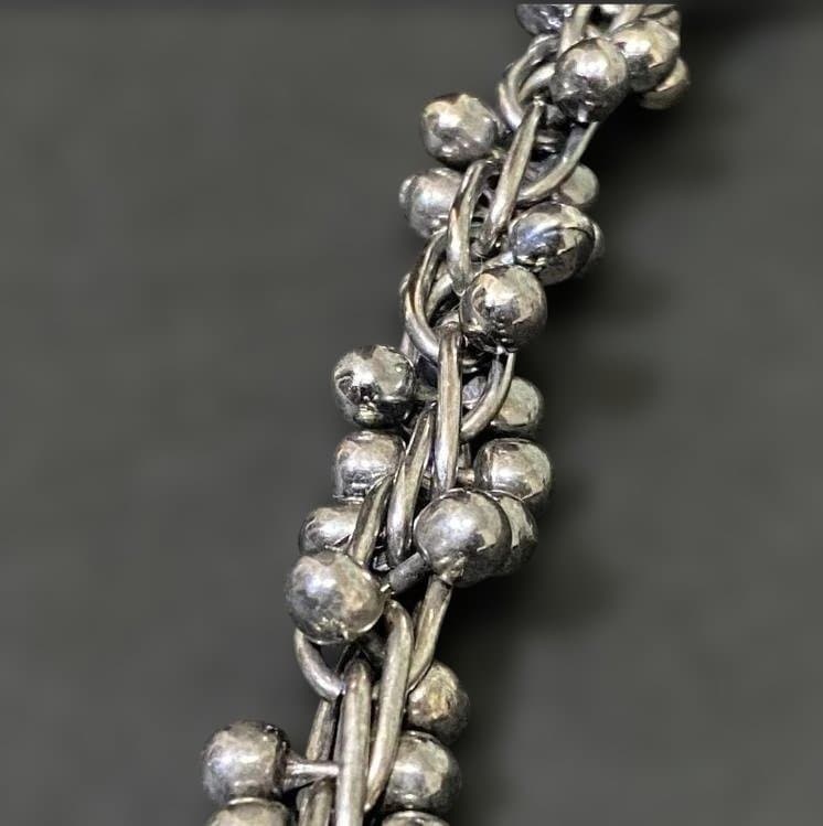 ヴィンテージ メキシコ シルバー パール DNA リンク ブレスレット