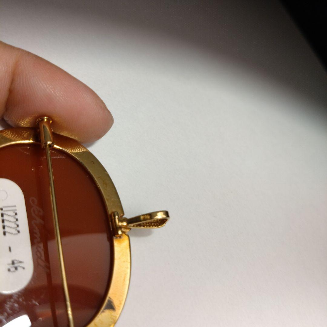 K18　カメオの　ブローチ　ペンダントトップ　18金　750　ダイヤモンド