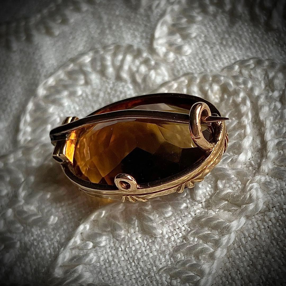 k10 イギリス　ジョージアン　シトリンブローチ