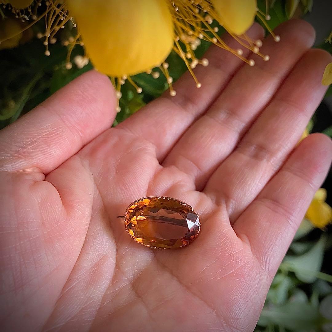 k10 イギリス　ジョージアン　シトリンブローチ