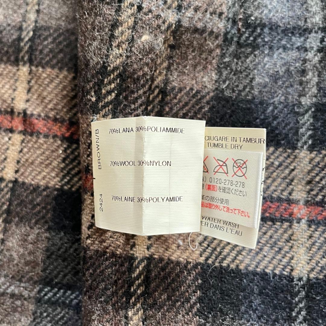 MAURIZIO PECORARO ウール混 チェック切り替え ダッフルコート