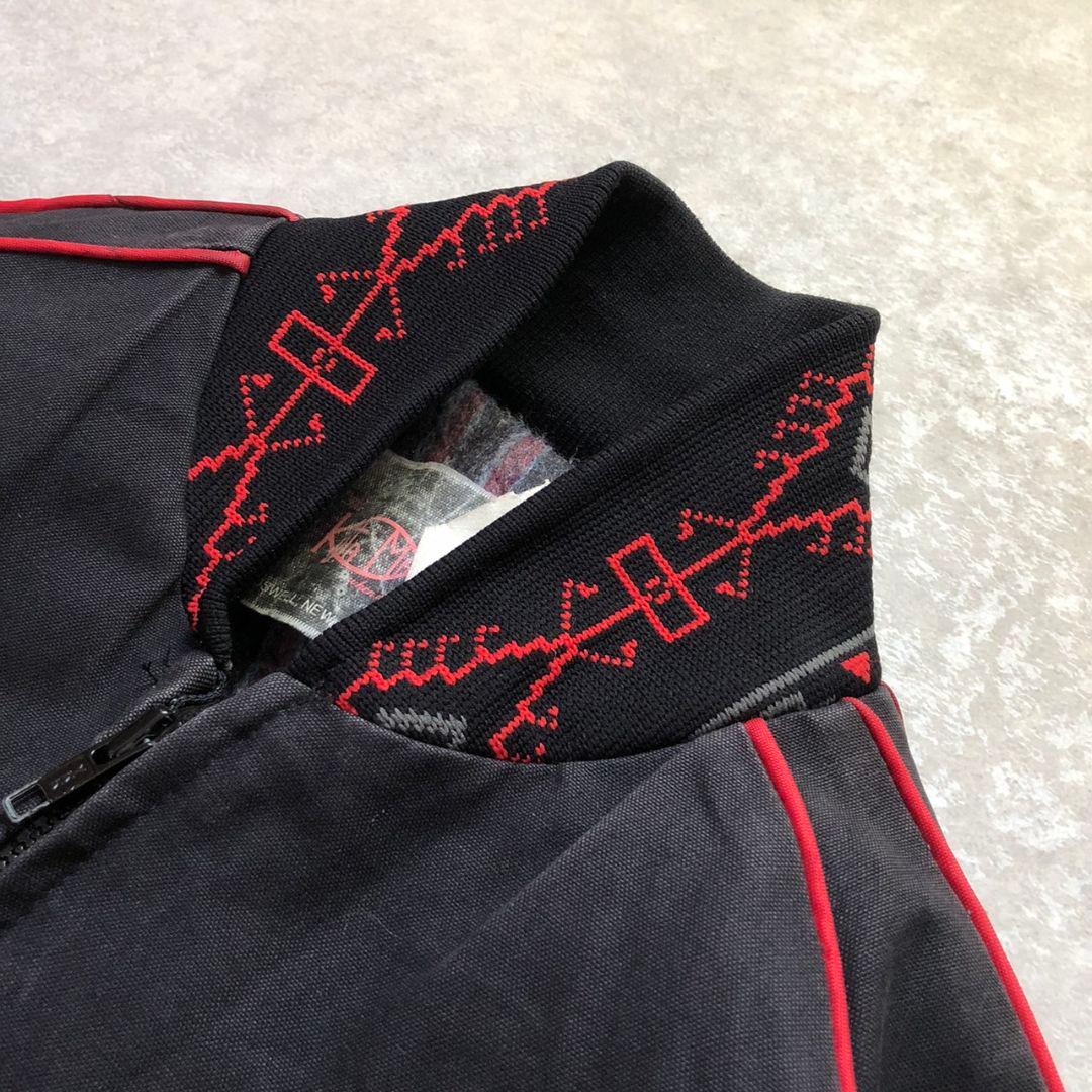 80sヴィンテージネイティブ柄ボンバージャケットダック生地スミクロ短丈