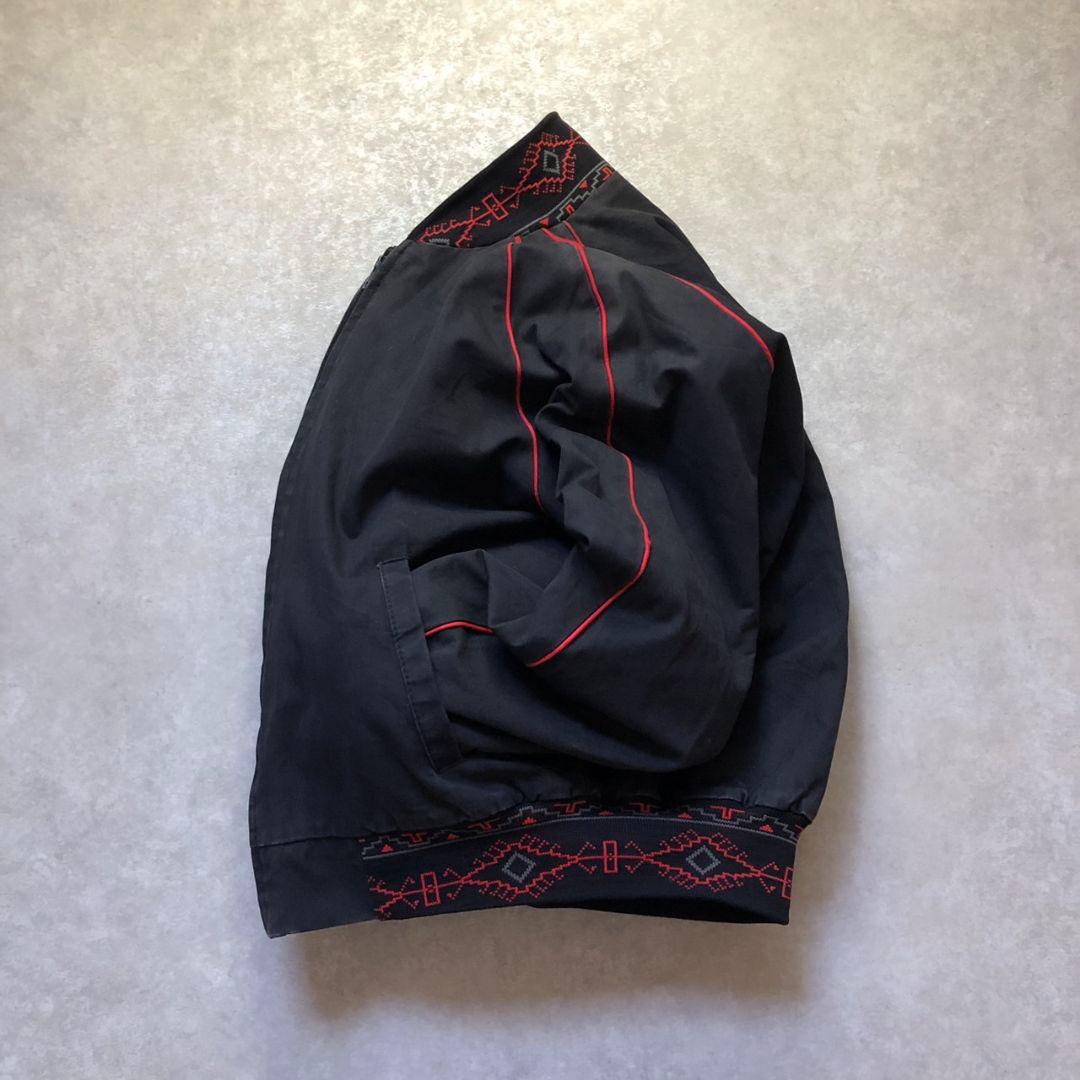 80sヴィンテージネイティブ柄ボンバージャケットダック生地スミクロ短丈