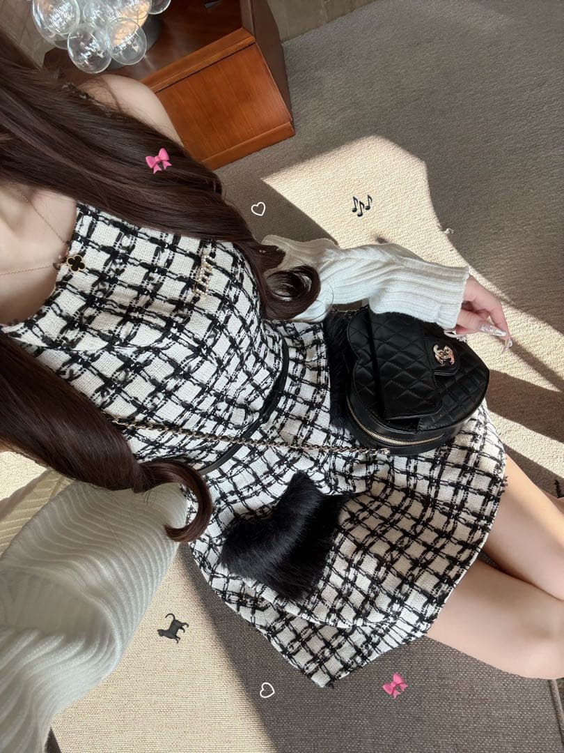 【即日発送可】 Lumignon Tweed pocket fur dress