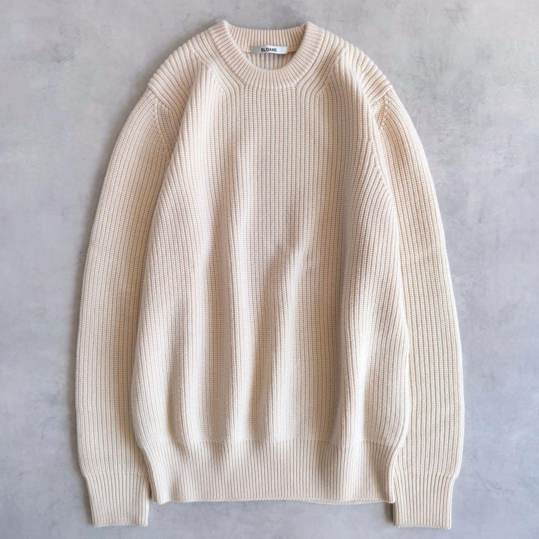 極美品▲SLOANE スローン クルーネックニット オフホワイト サイズ4 XL