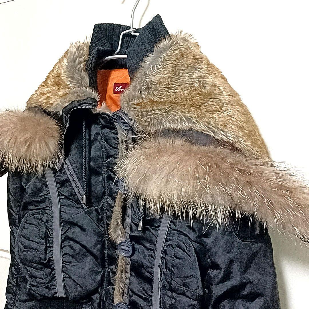 AVIREX　ラクーンファー　N2-B　中綿　短丈　フライトジャケット　ブラック